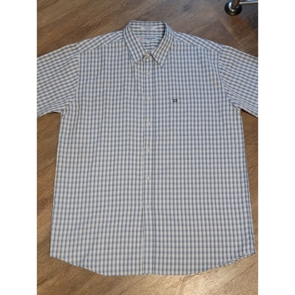 Anchor Blue Plaid Button‎ Down Shirt Short Sleeve Casual XL - Picture 1 of 7